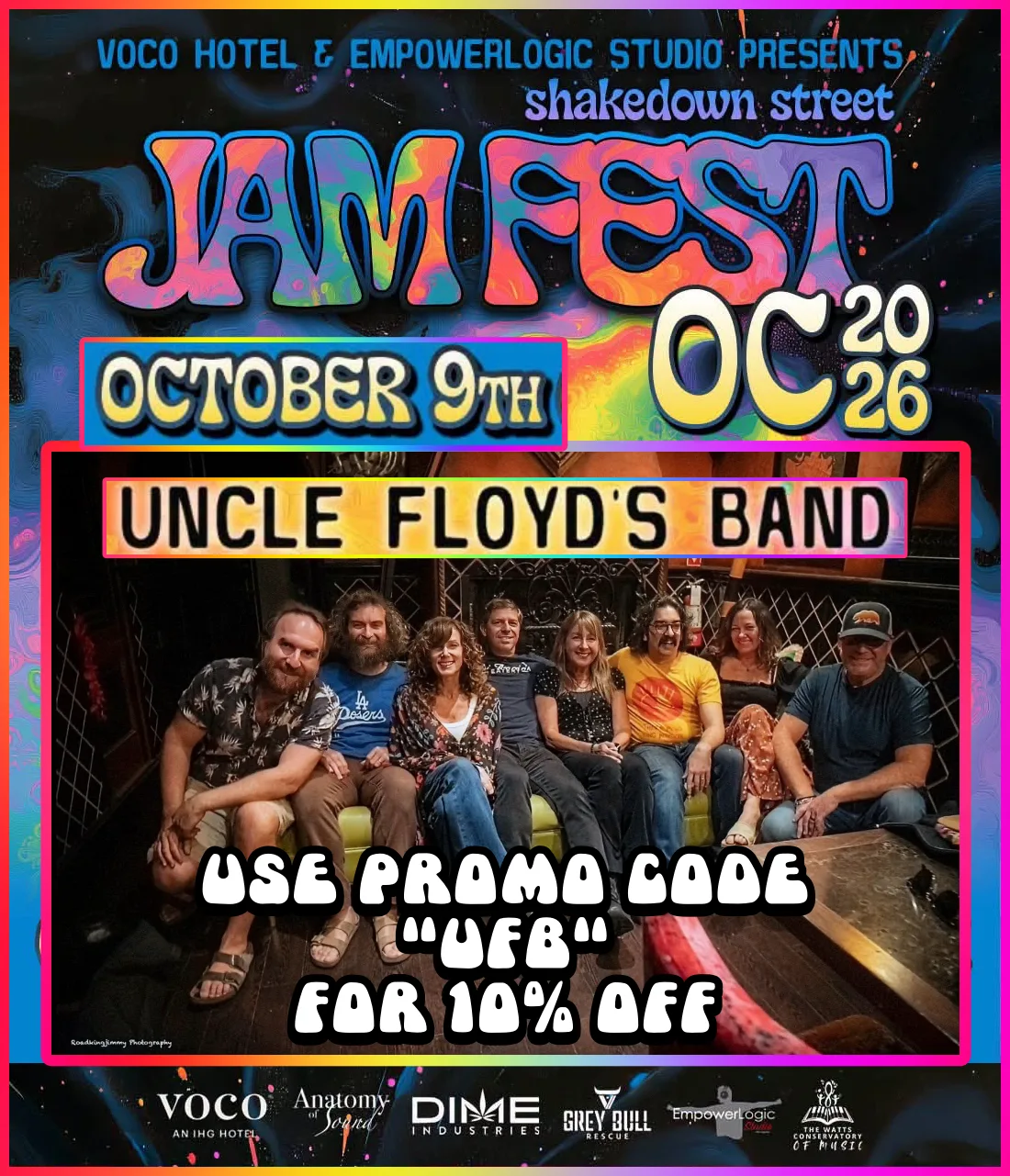 Uncle Floyd’s Band / Jam Fest OC @ Voco Hotel / Use promo code “UFB” for 10% off